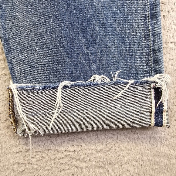 J Crew Point Sur Denim Jeans Womens 29 Selvedge Y2K Grunge Cuffed Distressed - Picture 6 of 16